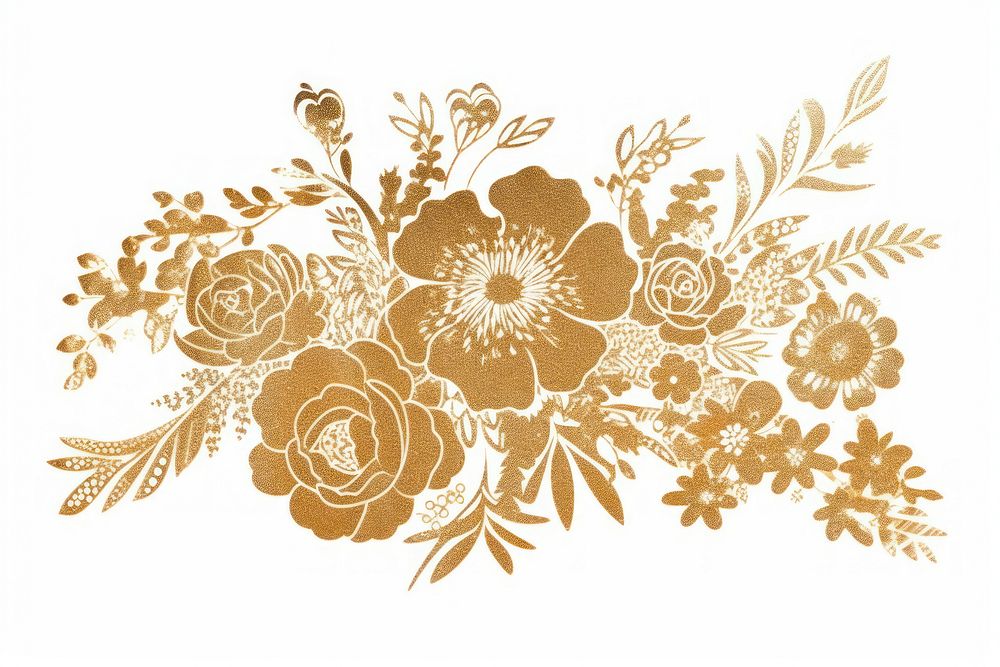 Flower bouquet pattern white gold. AI generated Image by rawpixel.