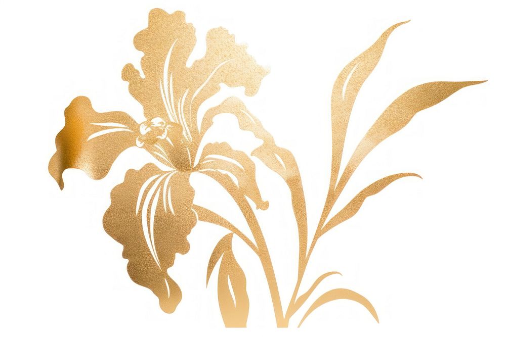 Vintage iris flower pattern plant gold. AI generated Image by rawpixel.