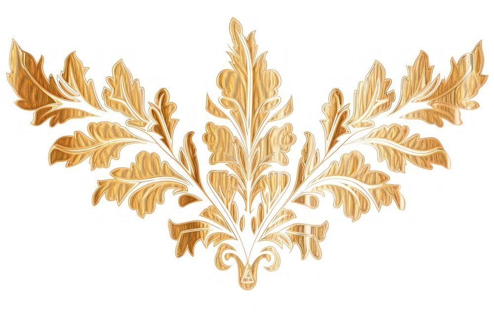 Ornamental leaves pattern gold white background. AI generated Image by rawpixel.