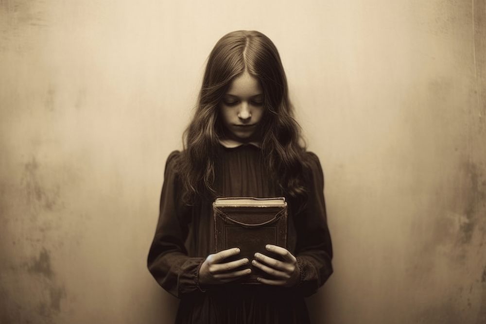 Girl holding book photography portrait reading. AI generated Image by rawpixel.