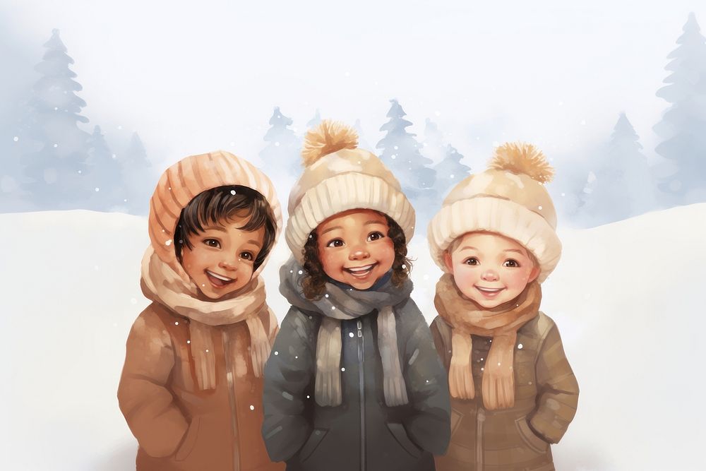 Kids snow celebration portrait. AI generated Image by rawpixel.