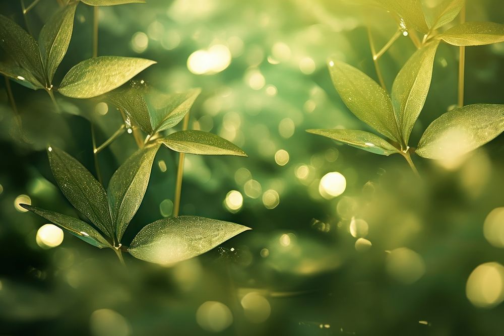 Green leaves pattern bokeh effect background light backgrounds sunlight. AI generated Image by rawpixel.