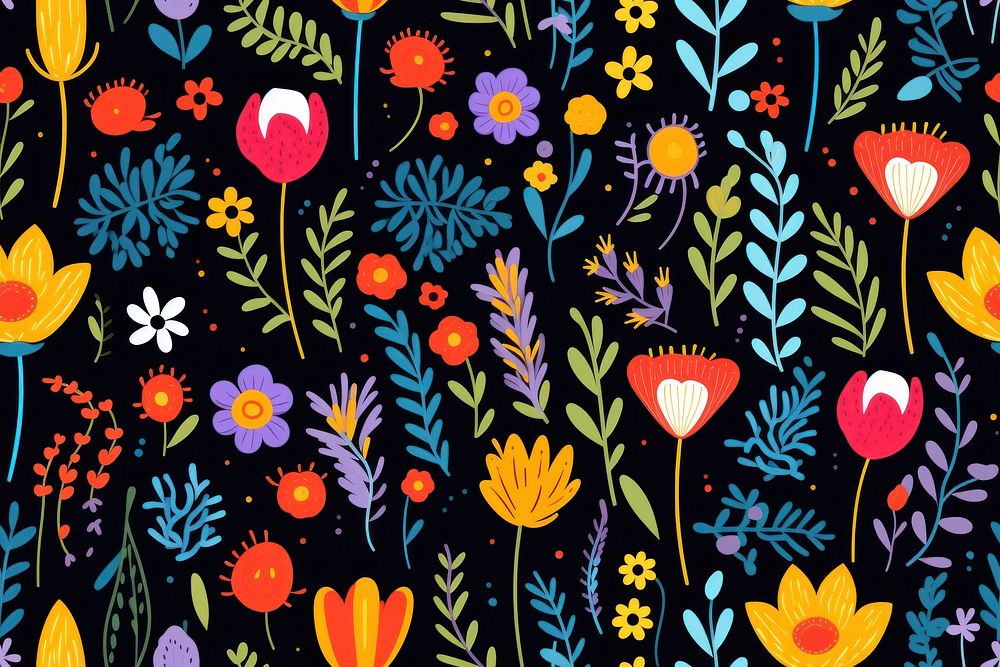 Wild flowers graphics pattern inflorescence. AI generated Image by rawpixel.