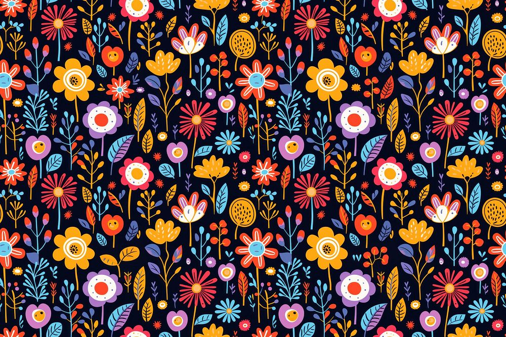 Flowers variation graphics pattern. AI generated Image by rawpixel.