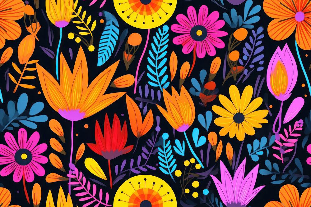 Flowers graphics pattern purple. AI generated Image by rawpixel.