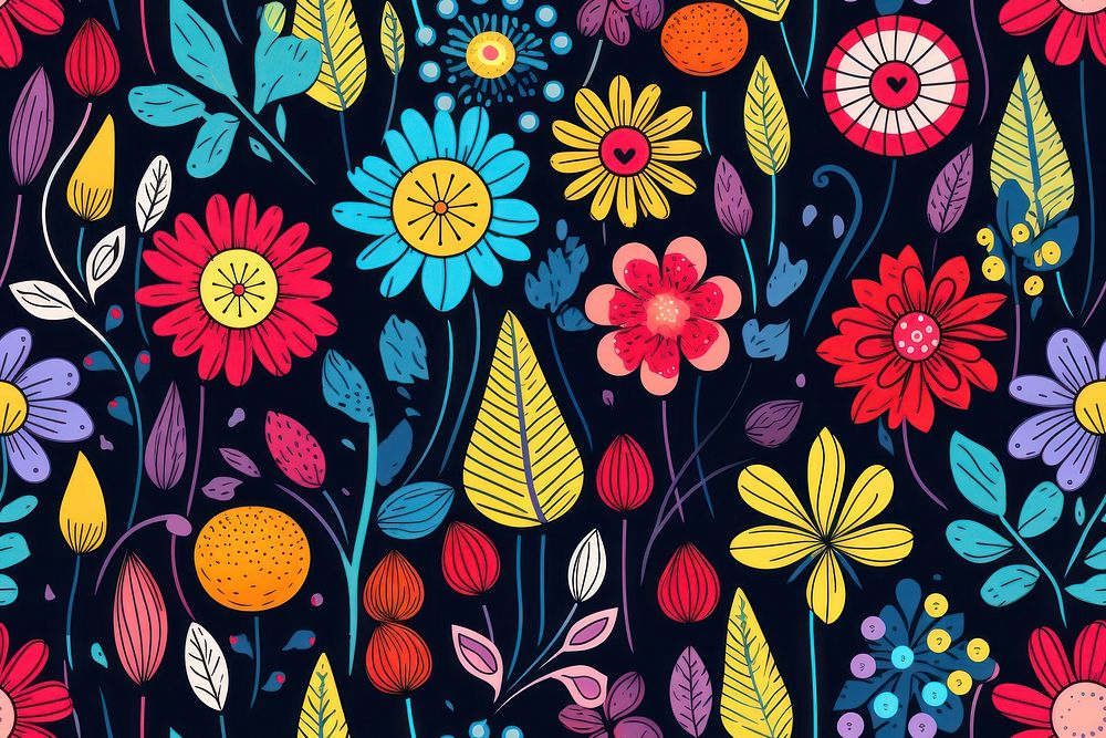 Flowers graphics pattern art. AI generated Image by rawpixel.