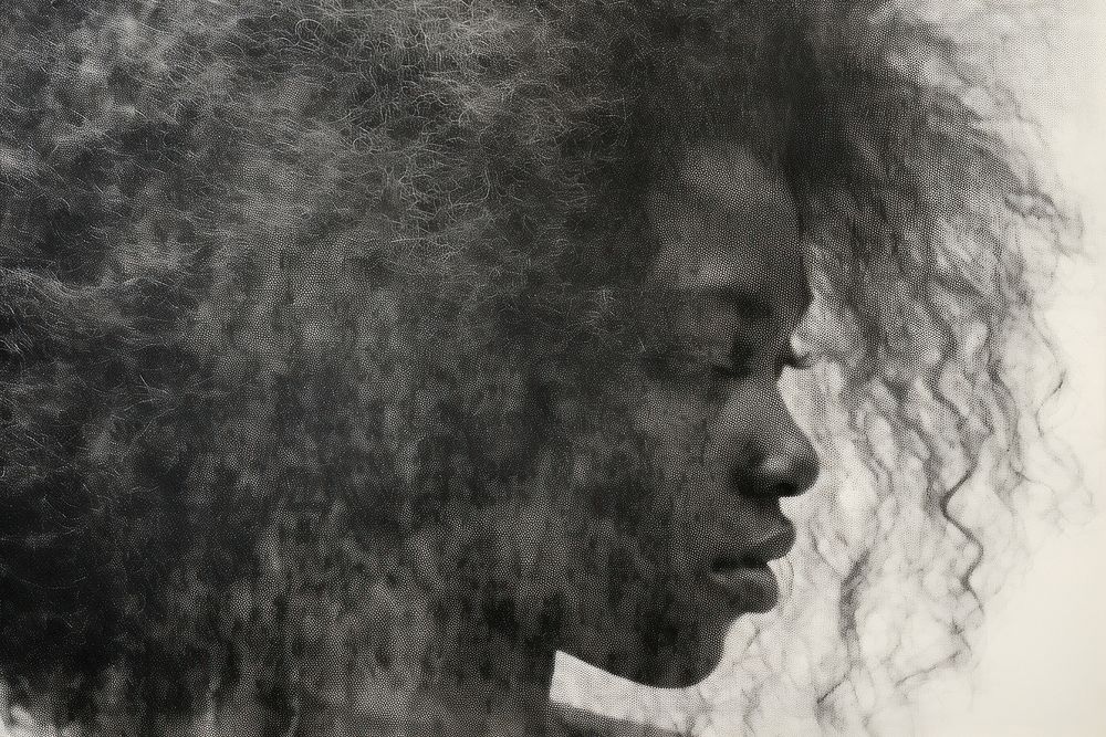 African afro hair portrait adult contemplation. AI generated Image by rawpixel.