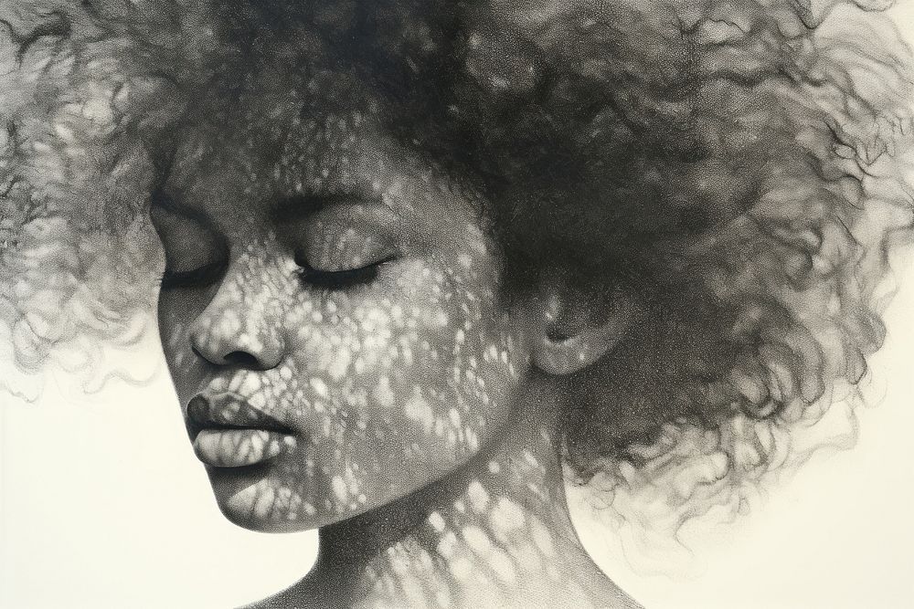 African afro hair portrait adult art. AI generated Image by rawpixel.