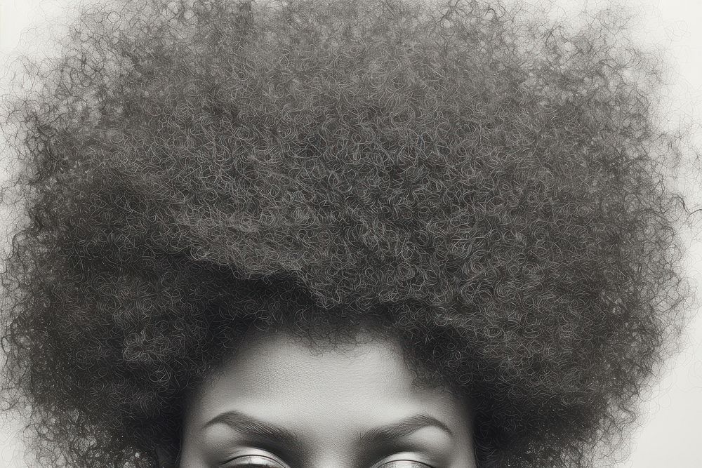 African afro hair portrait photography monochrome. AI generated Image by rawpixel.