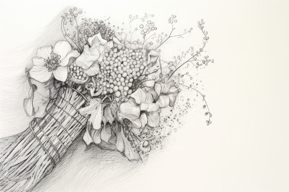 Bouquet sketch pattern drawing. AI generated Image by rawpixel.