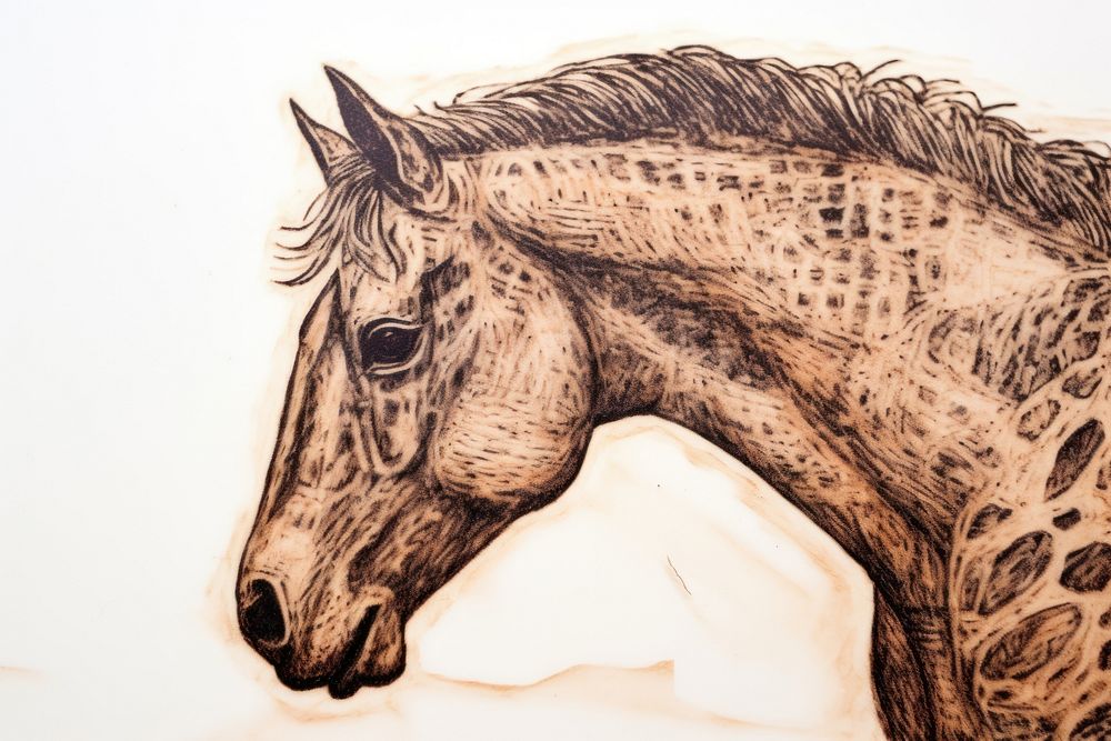 Horse wooden toy sketch drawing animal. AI generated Image by rawpixel.
