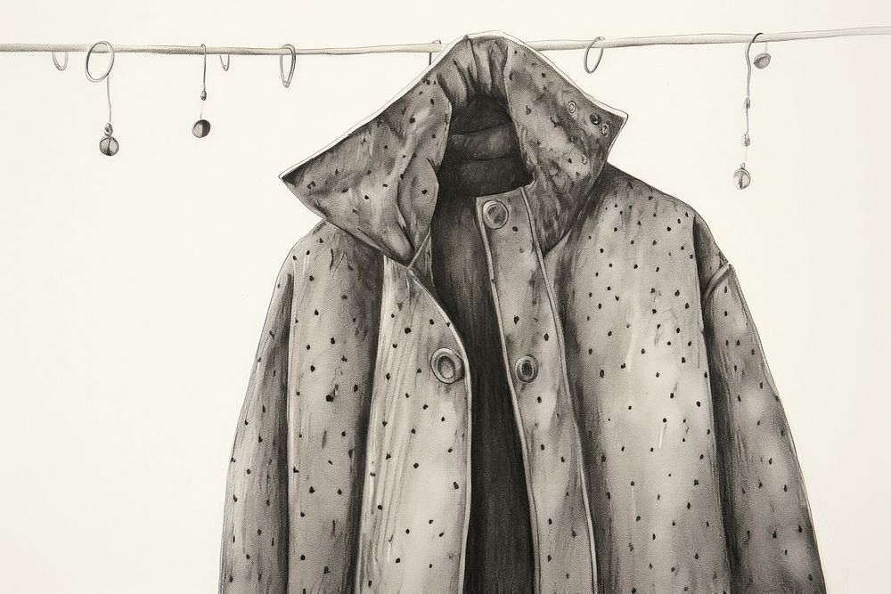Hanging raincoat fashion sketch coathanger. AI generated Image by rawpixel.