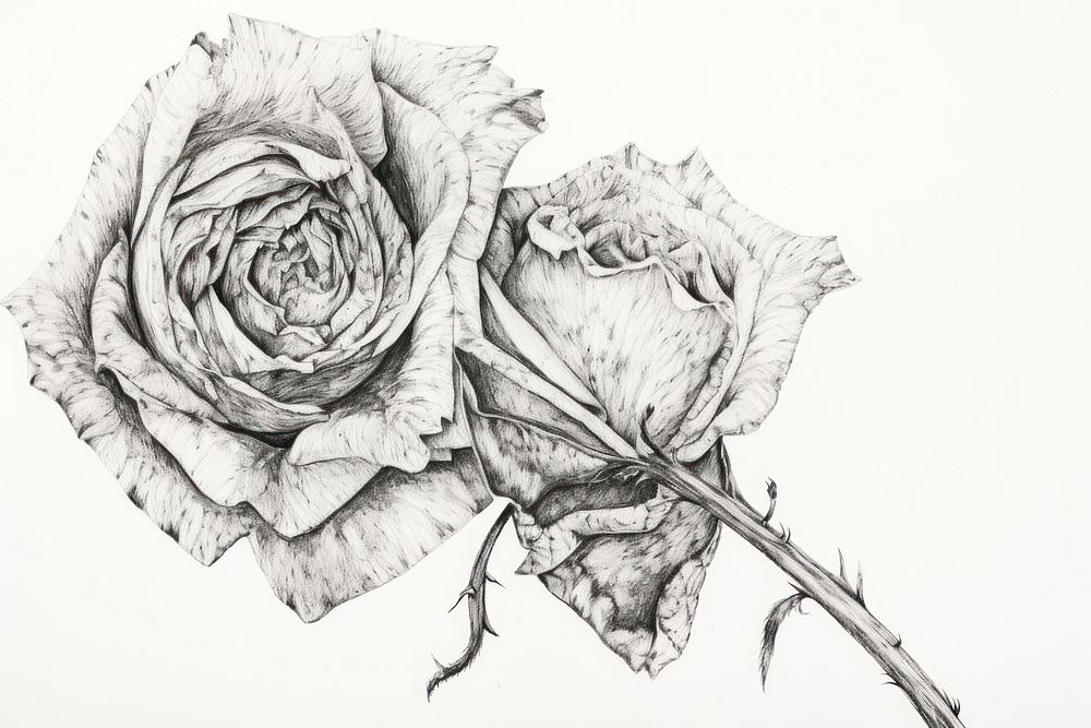 Roes sketch drawing flower. AI generated Image by rawpixel.