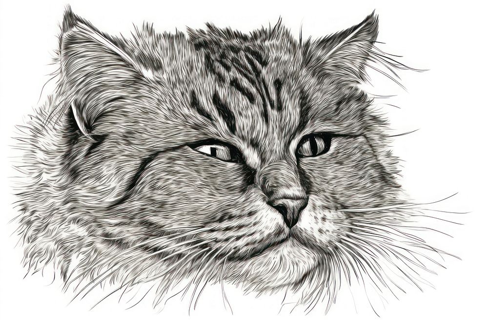 Cat sketch drawing mammal. AI generated Image by rawpixel.