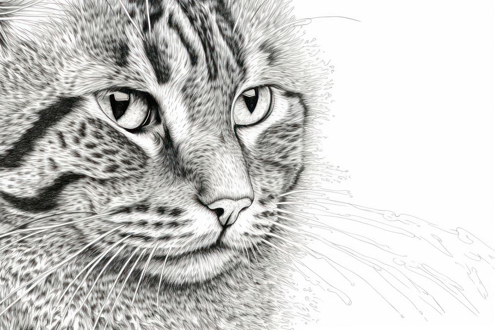 Cat sketch drawing animal. AI generated Image by rawpixel.