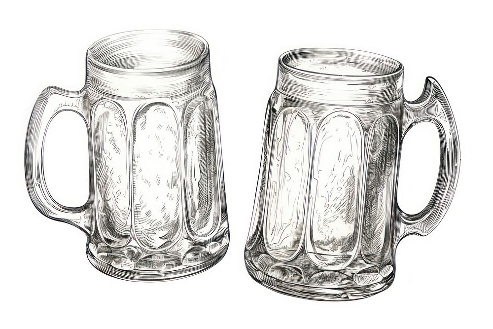 Beer mugs glass cup white background. AI generated Image by rawpixel.