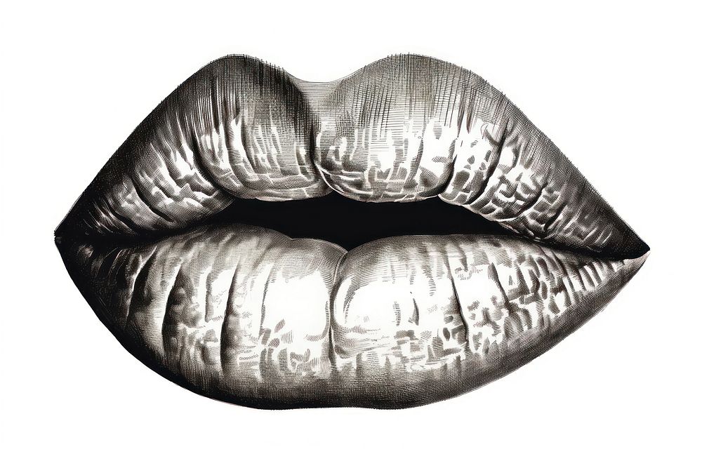 Lips black white background silver. AI generated Image by rawpixel.