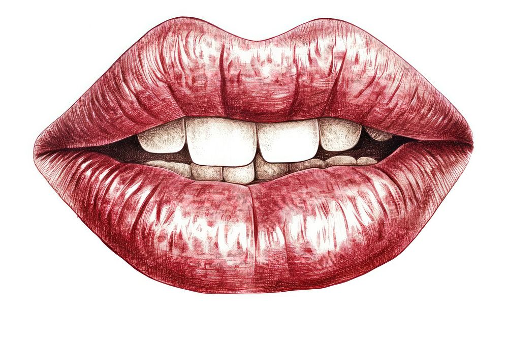 Lips lipstick sketch teeth. AI generated Image by rawpixel.