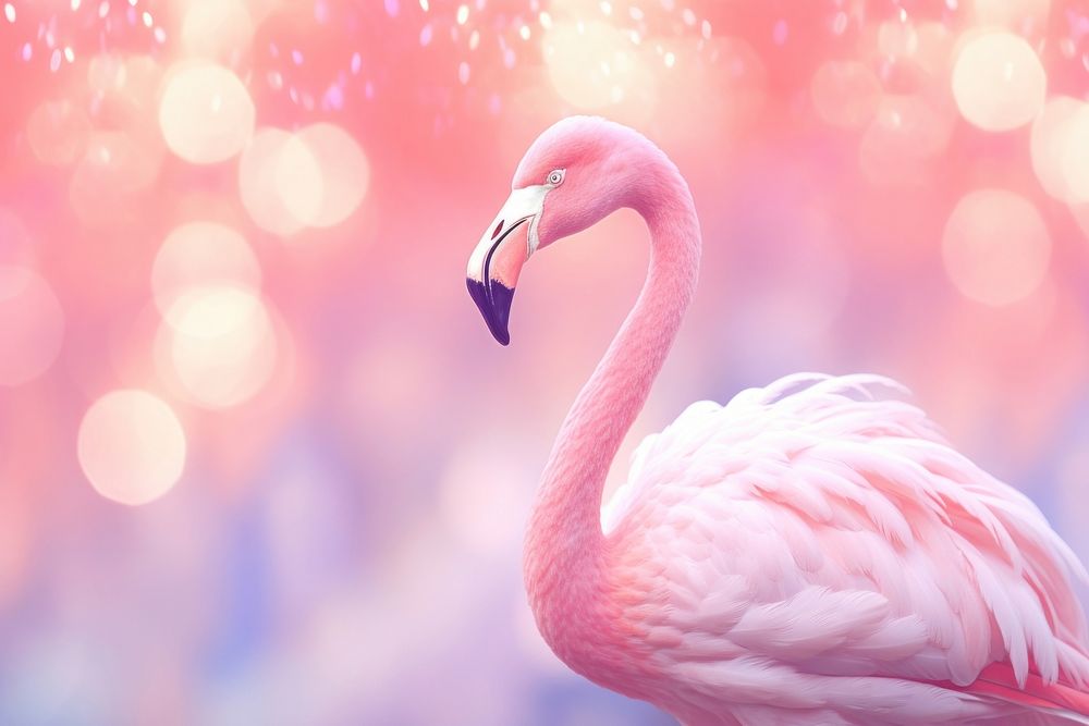 Flamingo pattern bokeh effect background animal bird beak. AI generated Image by rawpixel.
