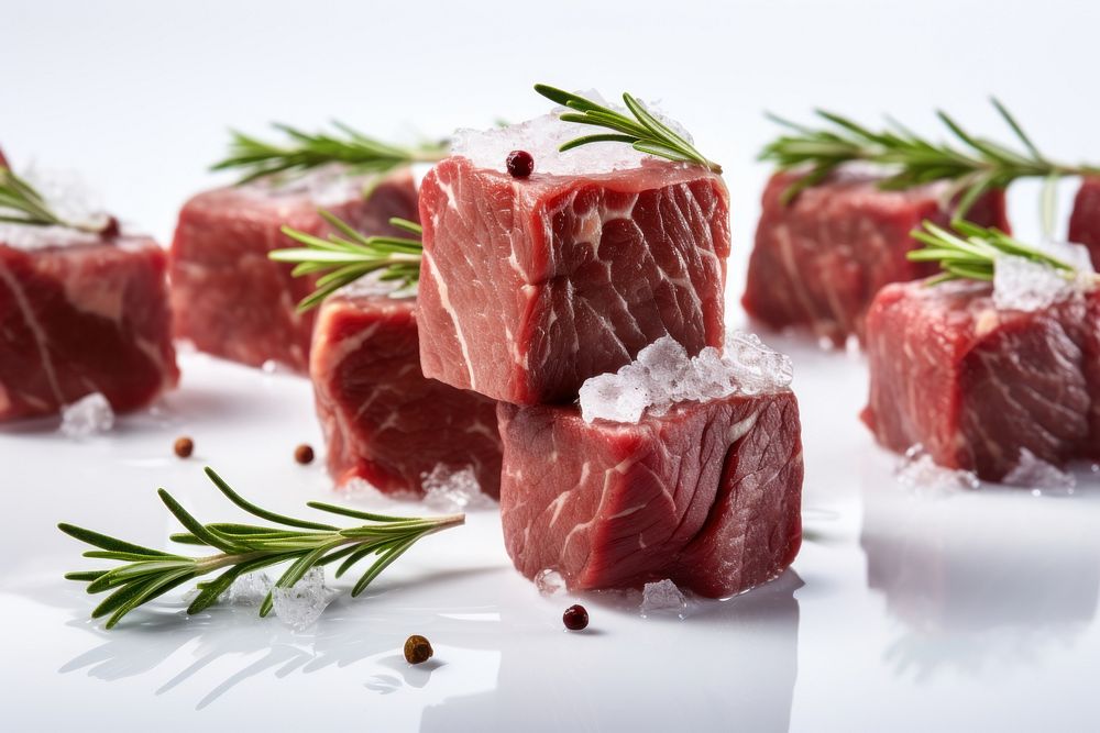 Beef cubes meat food pork. AI generated Image by rawpixel.