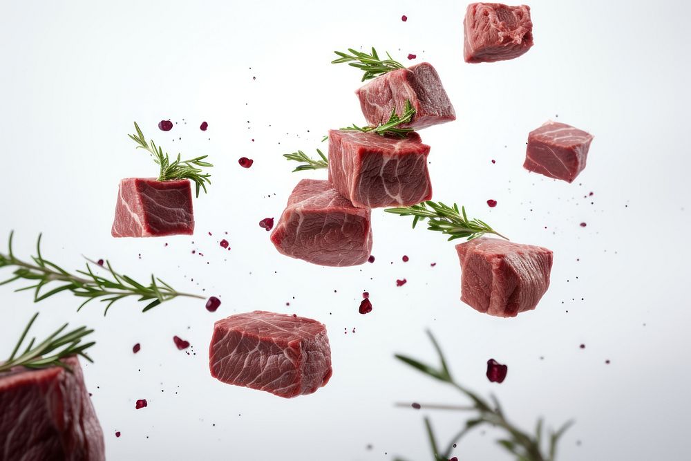 Beef cubes meat food vegetable. AI generated Image by rawpixel.