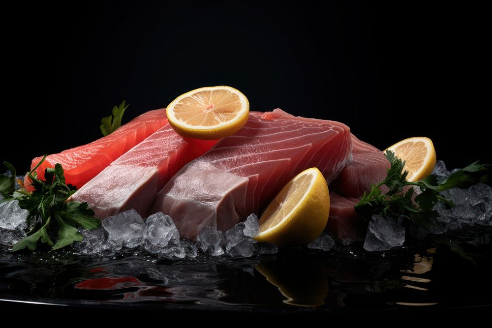 Fresh tuna fillet seafood salmon lemon. AI generated Image by rawpixel.