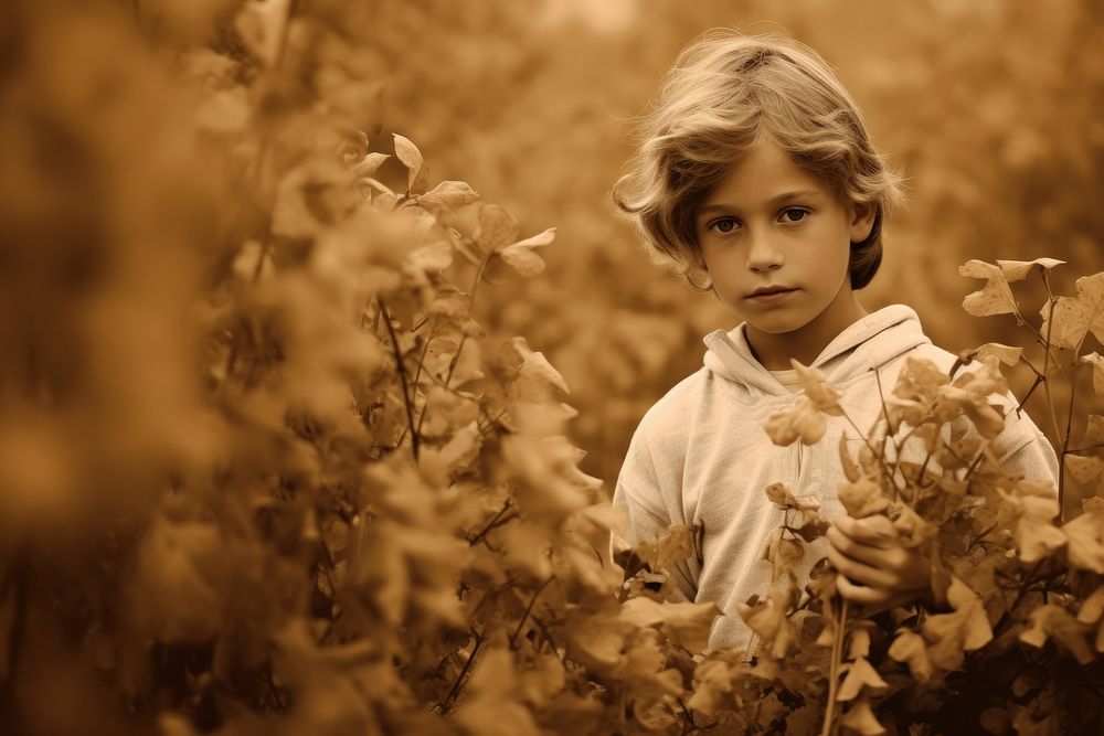 Kid in autumn photography portrait outdoors. AI generated Image by rawpixel.