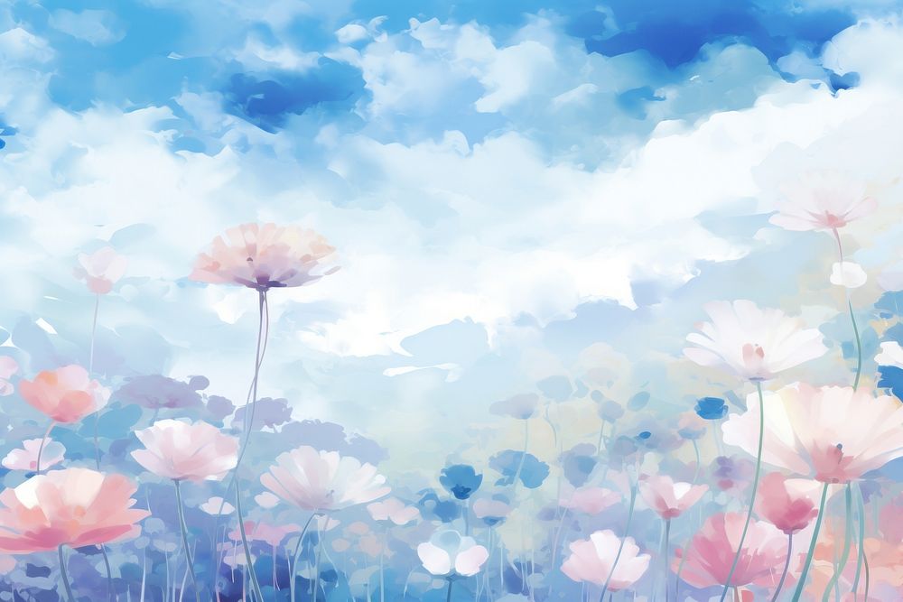 Flower garden sky outdoors blossom. AI generated Image by rawpixel.