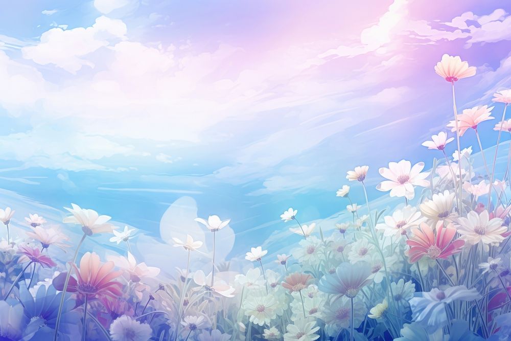 Flower garden sky landscape outdoors. AI generated Image by rawpixel.