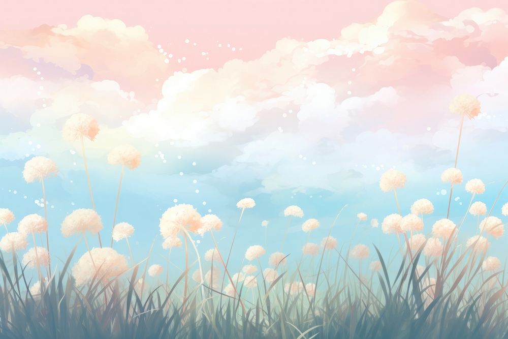 Flower grass sky outdoors nature. AI generated Image by rawpixel.