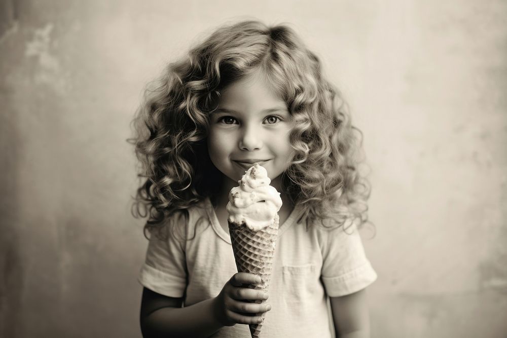 Little girl holding ice-cream photography portrait dessert. AI generated Image by rawpixel.