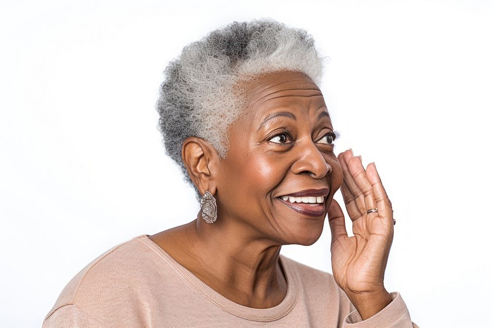 Mature african american woman adult smile white background. AI generated Image by rawpixel.