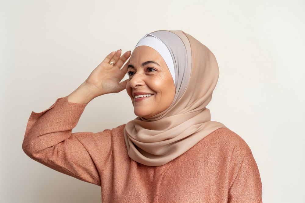 Mature arabic woman scarf smile headscarf. AI generated Image by rawpixel.