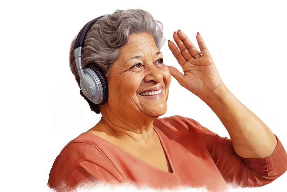 Mature latina woman headphones portrait headset. AI generated Image by rawpixel.