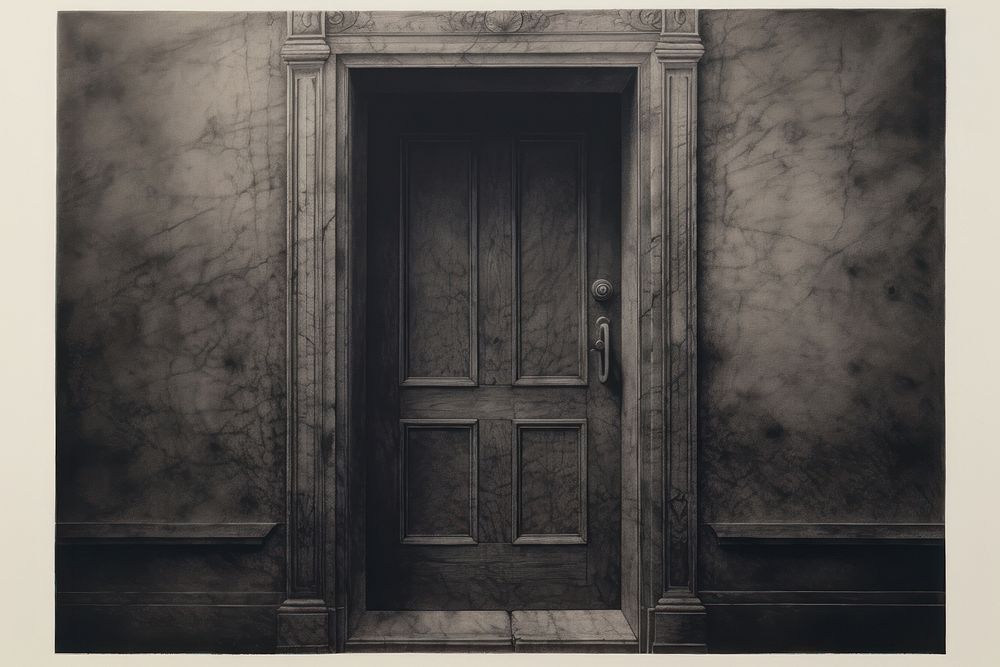 Door wood architecture monochrome. AI generated Image by rawpixel.