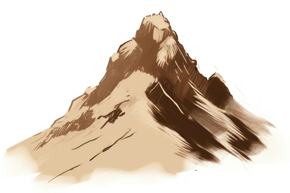 Mountain top drawing nature sketch. AI generated Image by rawpixel.