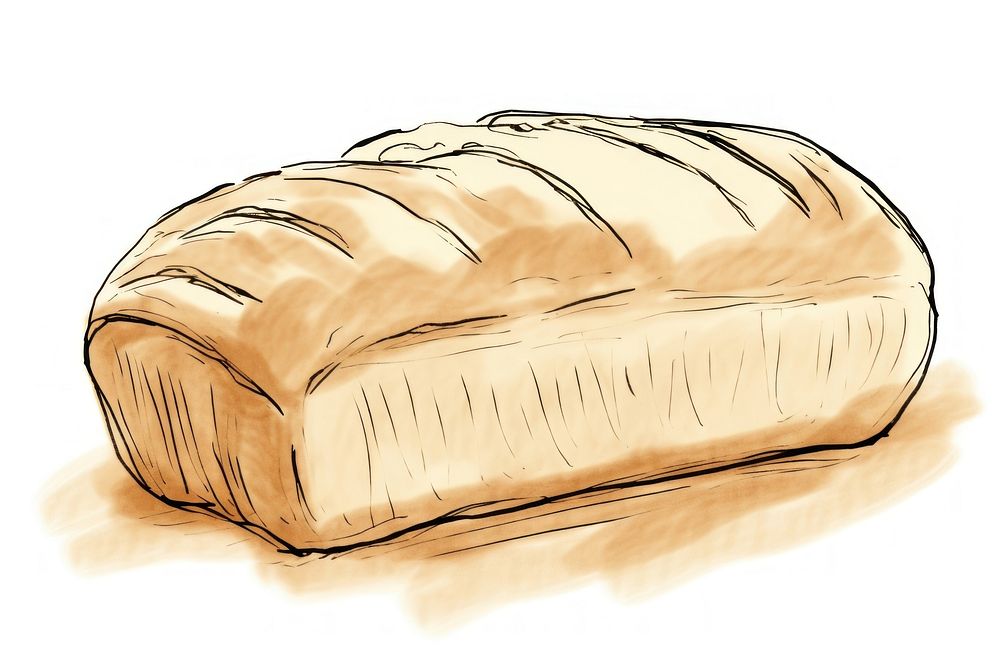 Bread loaf sketch food white background. AI generated Image by rawpixel.