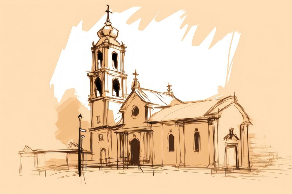 Christian sanctuary drawing sketch architecture. | Free Photo ...