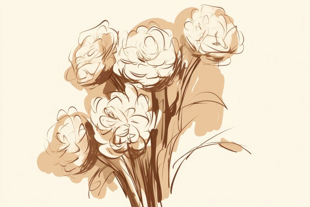 Flowers bouquet drawing sketch illustrated. AI generated Image by rawpixel.