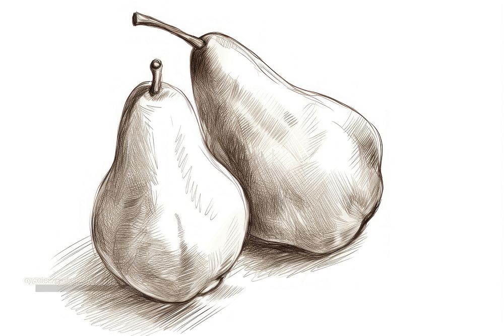 Pears drawing sketch plant. AI generated Image by rawpixel.