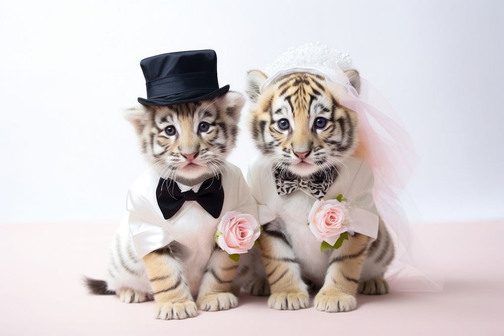 Baby tiger animal portrait wedding. AI generated Image by rawpixel.