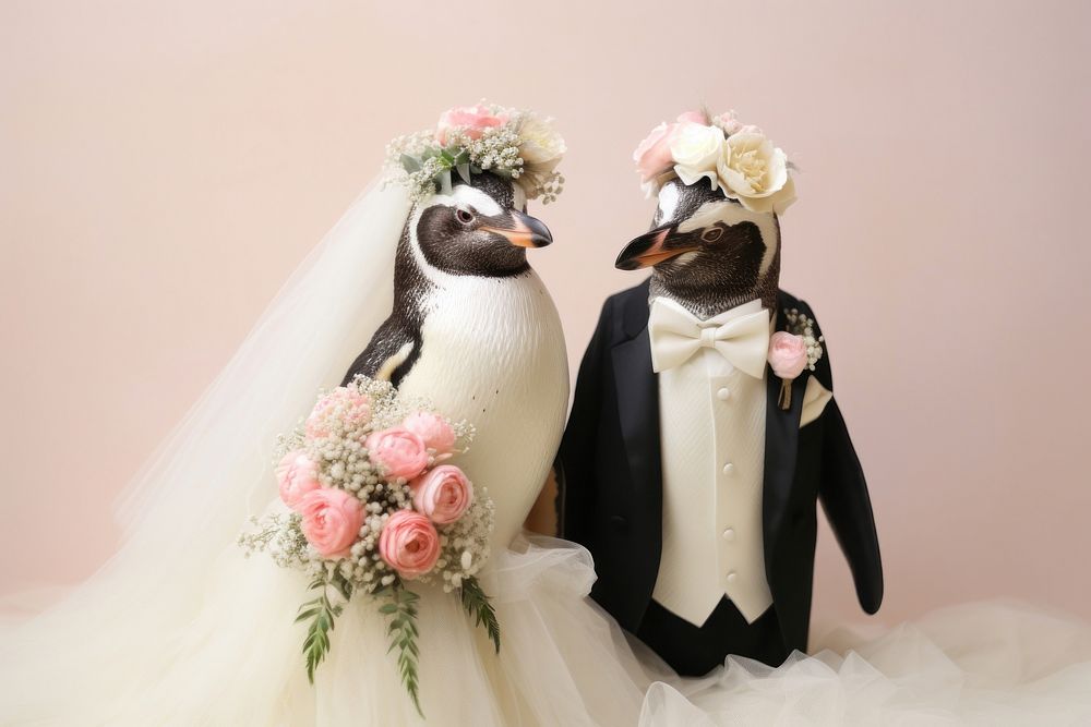 Wedding animal bride penguin. AI generated Image by rawpixel.