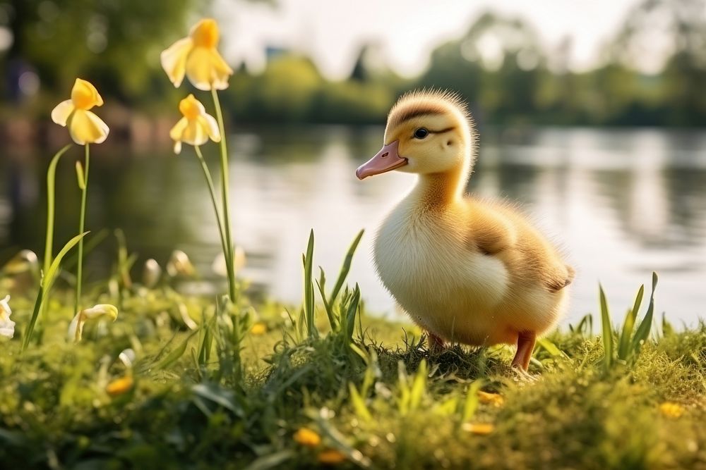 Baby duckling outdoors animal nature. AI generated Image by rawpixel.