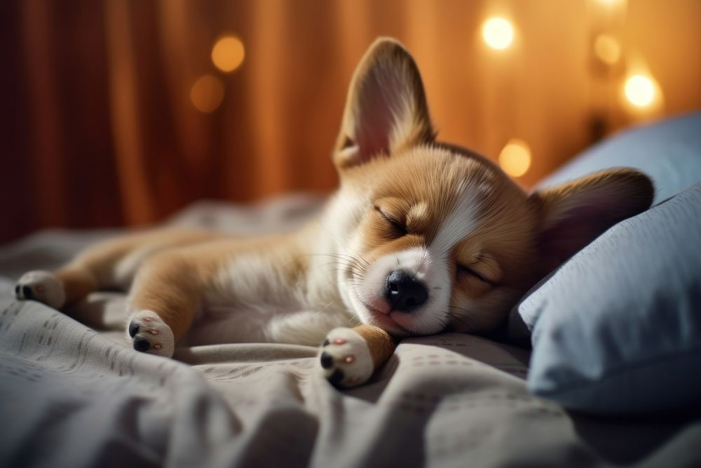 Baby dog sleeping portrait blanket. AI generated Image by rawpixel.