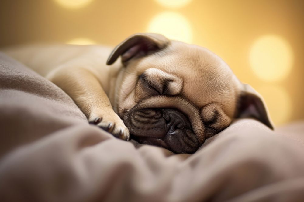 Baby pug sleeping portrait animal. AI generated Image by rawpixel.