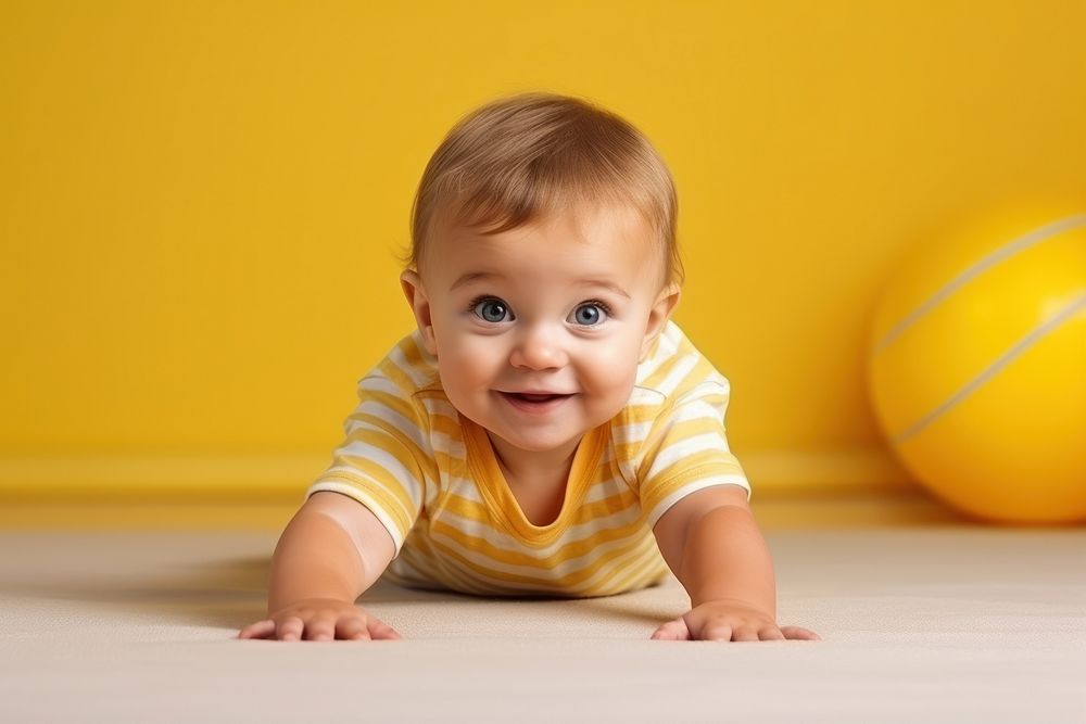 Little toddler boy crawl baby crawling portrait. AI generated Image by rawpixel.