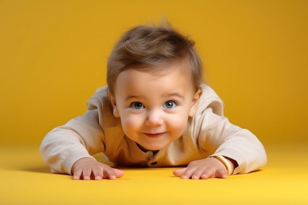 Little toddler boy crawl portrait baby crawling. AI generated Image by rawpixel.