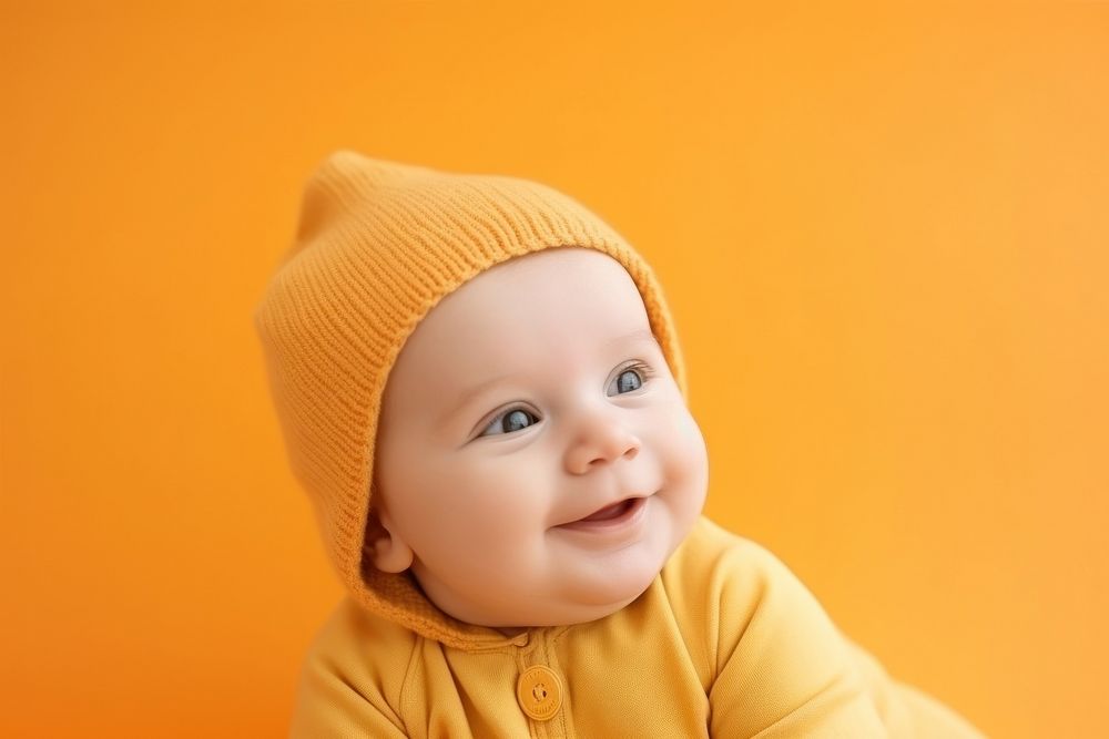 Newborn baby sitting portrait innocence happiness. AI generated Image by rawpixel.