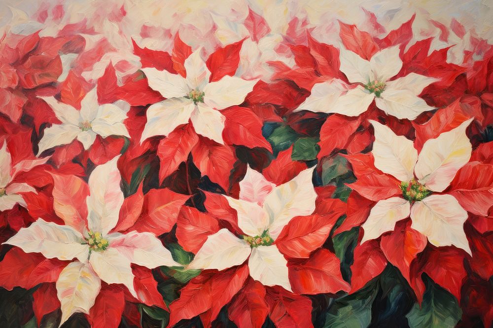 Poinsettia painting flower plant. AI generated Image by rawpixel.