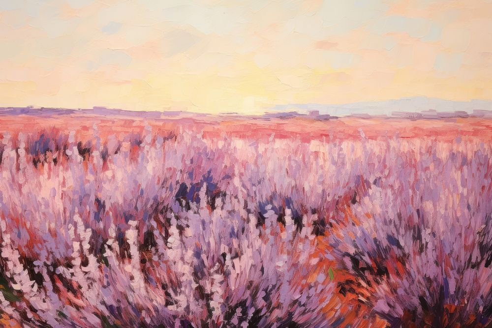 Field of lavender painting outdoors nature. AI generated Image by rawpixel.